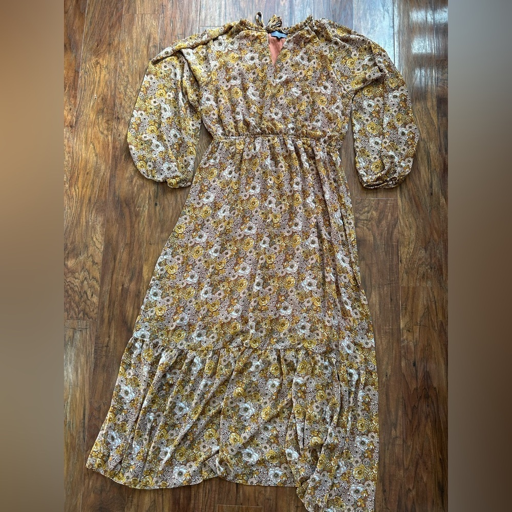 Long sleeve  Floral Print  Maxi Dress women’s size X-Large - Picture 5 of 9
